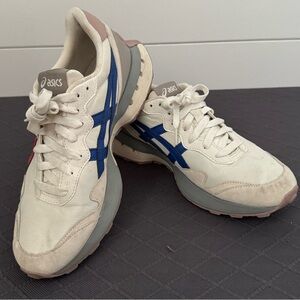 Asics Cream, Red and Blue Athletic Shoes, Men’s 9